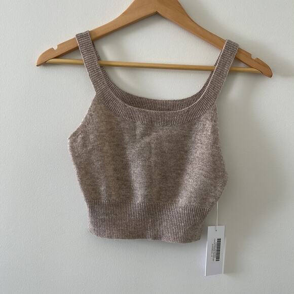 NWT Reformation Caitlin Cashmere Crop Tank Top Oatmeal Beige Size Small - Picture 1 of 4